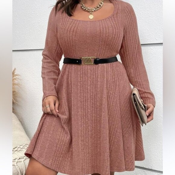 SHEIN Dresses & Skirts - Nwot Shein Rib Knit Scoop Neck Dress Runs Small